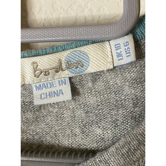 Boden‎ Sweater Womens Pullover Gray Wool Blend Button Back 3/4th sleeve Sz 6 - Picture 3 of 11